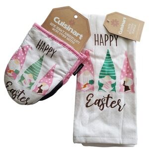 Cuisinart Easter Gnome Kitchen Set 2pk Towels & 2pk Mini Oven Mitts Pink Spring